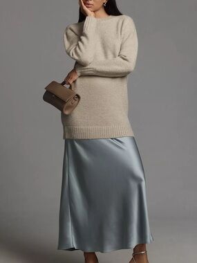 By Anthropologie Long-Sleeve Twofer Sweater Slip Midi Dress